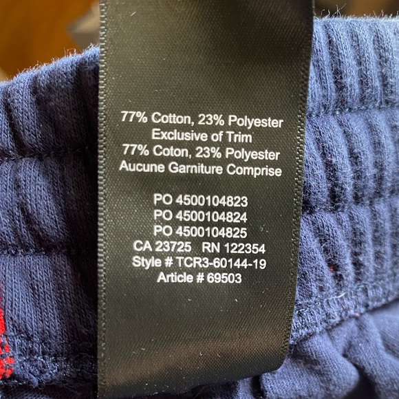 SOLD Aritzia TNA Cozy Fleece Red and Navy Perfect Sweatpants - Picture 4 of 6
